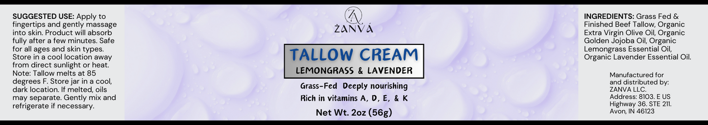 Tallow Cream Lemongrass & Lavender